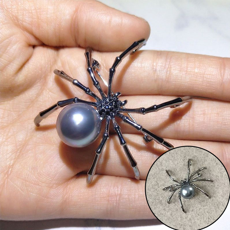Exaggerated black white spider creative brooch men women party clothes scarf accessories pin brooches gift - Image 8