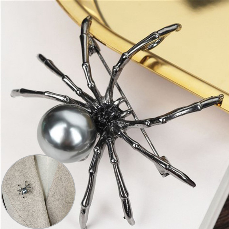 Exaggerated black white spider creative brooch men women party clothes scarf accessories pin brooches gift - Image 6