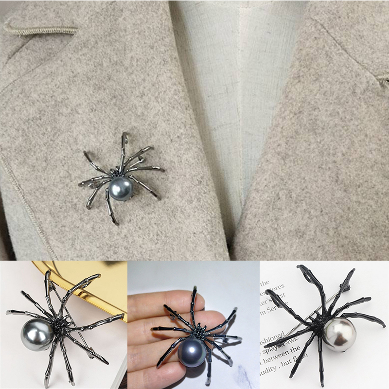 Exaggerated black white spider creative brooch men women party clothes scarf accessories pin brooches gift - Image 9