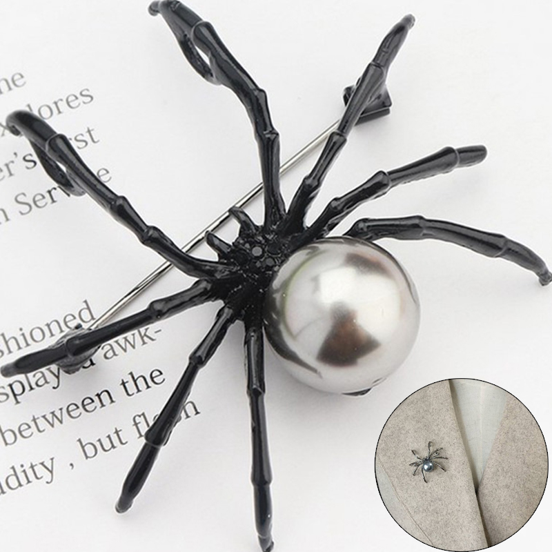 Exaggerated black white spider creative brooch men women party clothes scarf accessories pin brooches gift - Image 7