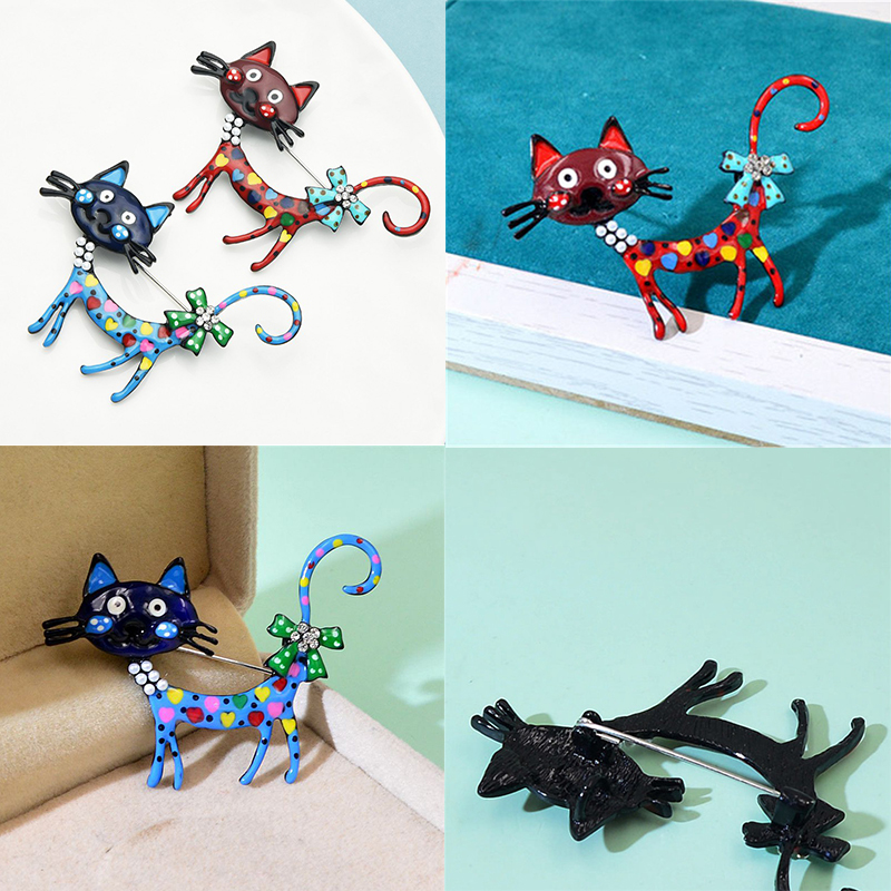 Lovely Cat Brooches 2-color Enamel Pet Animal Party Casual Brooch Pins For Women Men Gifts - 图片 9