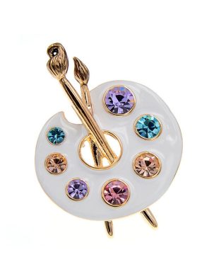 Draw Palette Brooch Creative Rhinestone Pins And Brooches Women And Men Pin 2 Colors Available Suit Accessories