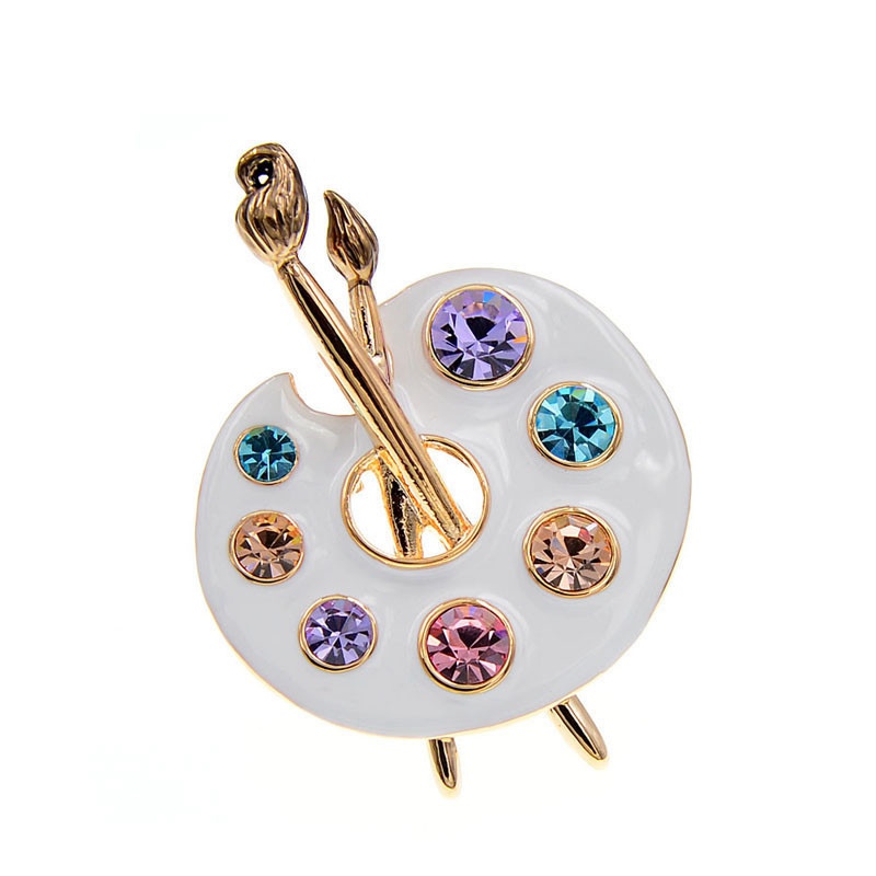 Draw Palette Brooch Creative Rhinestone Pins And Brooches Women And Men Pin 2 Colors Available Suit Accessories