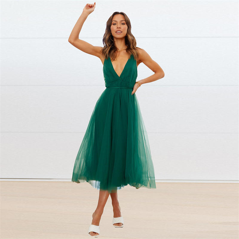 Summer Fashion Suspender Dress Sexy Mesh Elegant Dress Dress Bridesmaid Dress - 图片 12