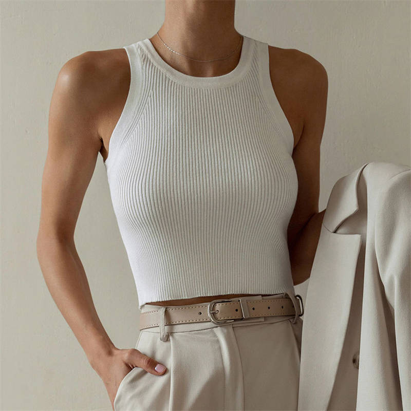 Knitted Vest Women's Solid Color Slim Thread Inner Wear Blouse Short Vest
