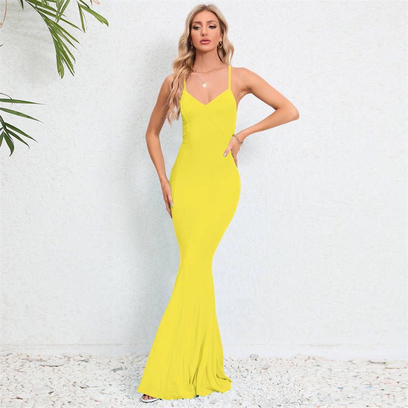 Fashion Sexy Slim-Fit Fishtail Dress Bohemian Floral Maxi Dress Women's Clothing - Image 11