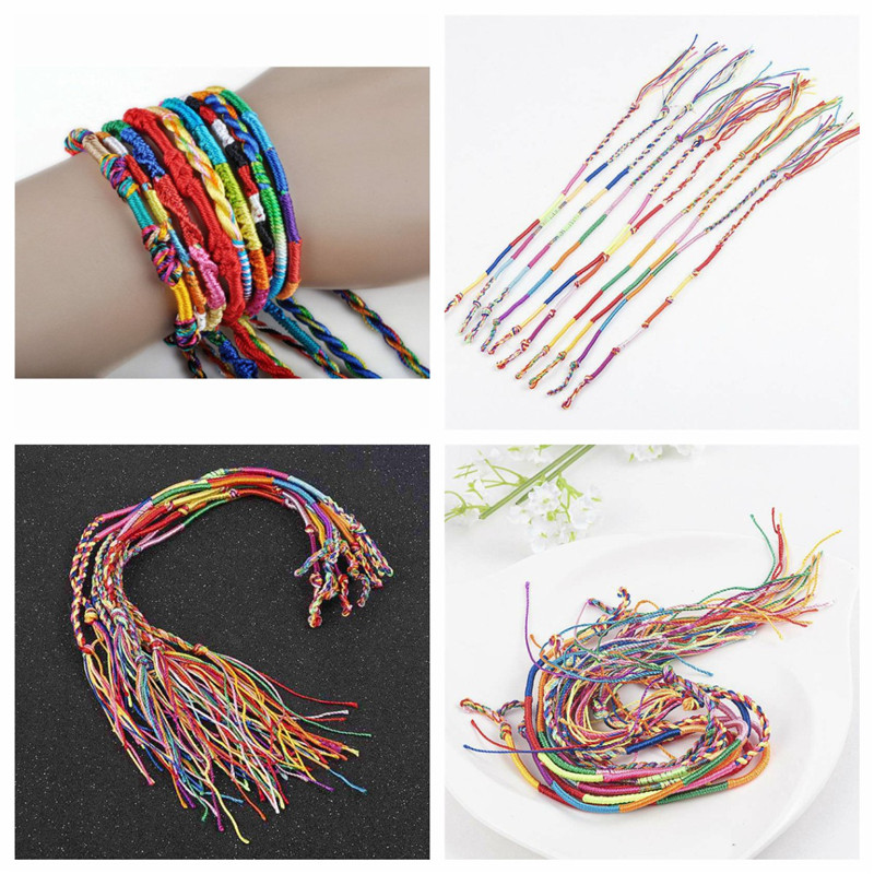 10 PCS Friendship Bracelets Anklet Cotton Thread Woven Neon Bracelet Party Bag Ankle - Image 9