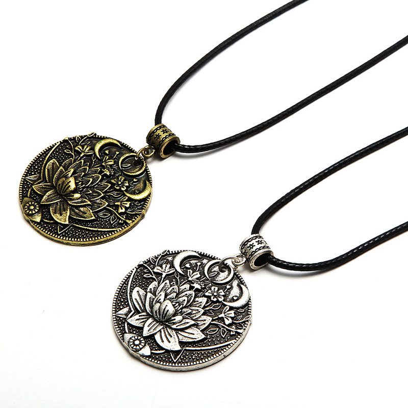 1pc Lotus Eyes Moon Pendant Prettiest Women Lotus Mandala Flower Necklace Phase Lotus Meditation Yoga Jewelry - Image 4