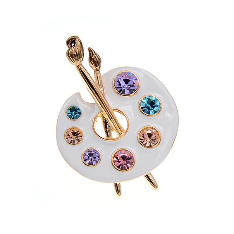 Draw Palette Brooch Creative Rhinestone Pins And Brooches Women And Men Pin 2 Colors Available Suit Accessories - Image 4