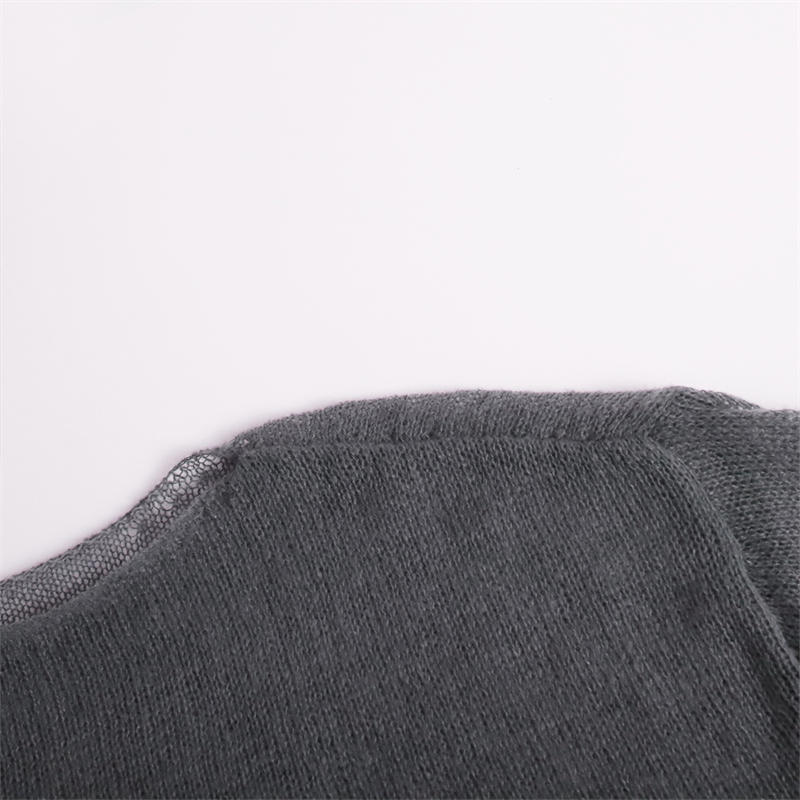 Hollow Sweater Women's See-through Thin Round Neck Long Sleeve Knitted T-shirt - Image 18