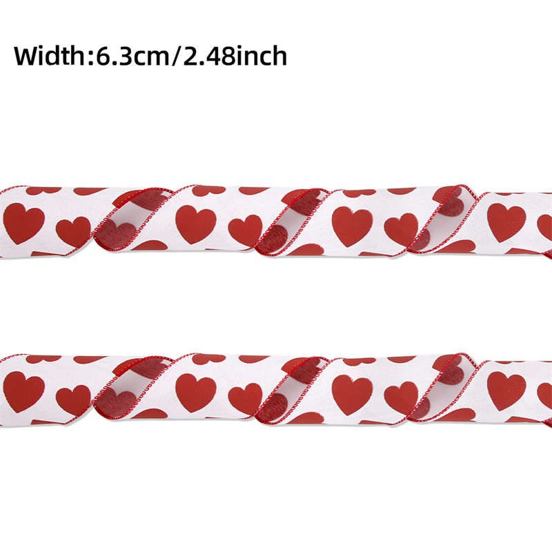 6.3CM Valentine's Day Love Ribbon Gift Box Dress up DIY Iron Edge Imitation Linen Ribbon - 图片 6