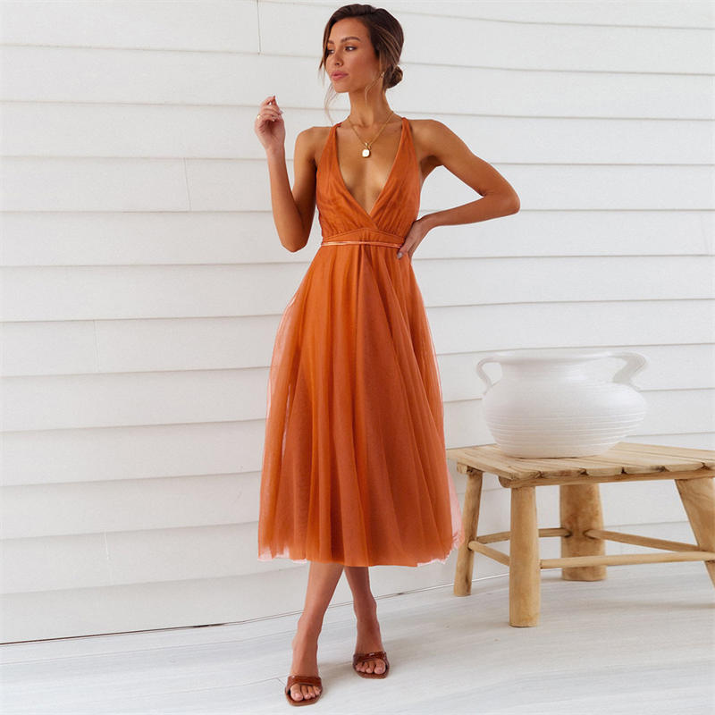 Summer Fashion Suspender Dress Sexy Mesh Elegant Dress Dress Bridesmaid Dress - 图片 17