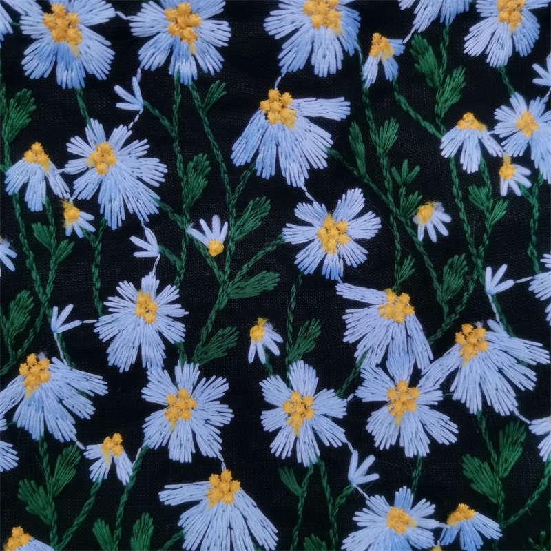 Ramie Cotton Embroidered Cloth Little Daisy Embroidery Handmade Fashion Fabric - 图片 7