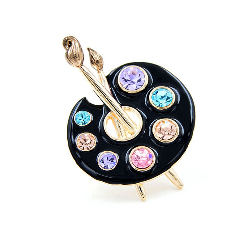 Draw Palette Brooch Creative Rhinestone Pins And Brooches Women And Men Pin 2 Colors Available Suit Accessories - Image 5