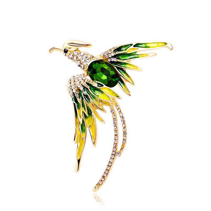 Crystal Phoenix Bird Brooches For Women Men 5-color Enamel Flying Beauty Bird Party Office Brooch Pin Gifts - Image 4