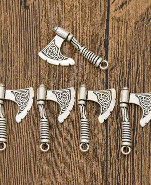 5pcs Viking Antique Silver Axe Charm Pendants DIY Bracelets Necklace Jewelry