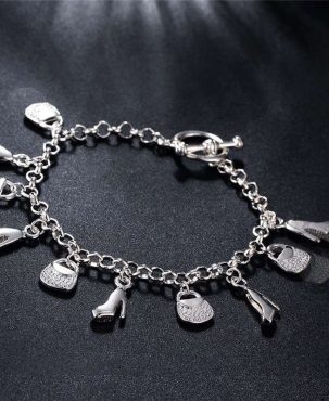new fashion gift for women girl beautiful High quality Silver color Jewelry charm Bracelets factory price free shipping