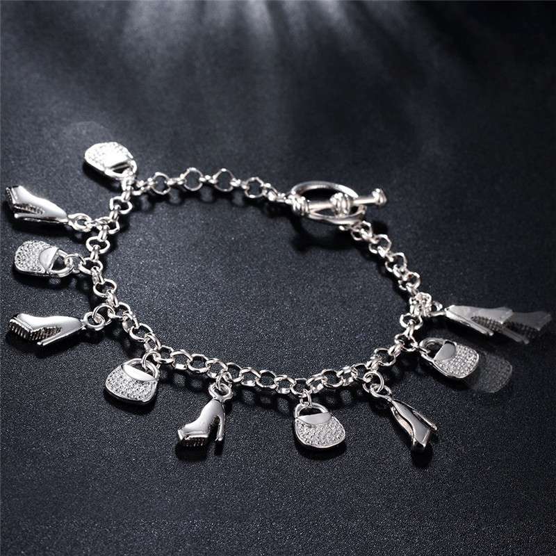 new fashion gift for women girl beautiful High quality Silver color Jewelry charm Bracelets factory price free shipping