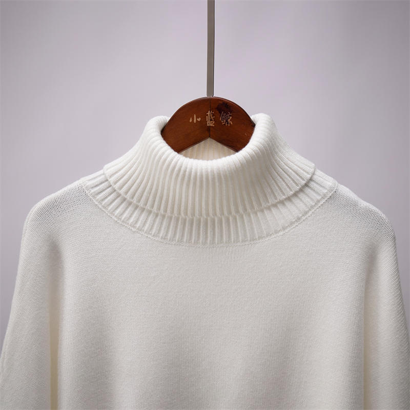 Women Fashion Solid Color Turtleneck Sweater Loose Knitwear Pullover Sweater - 图片 3