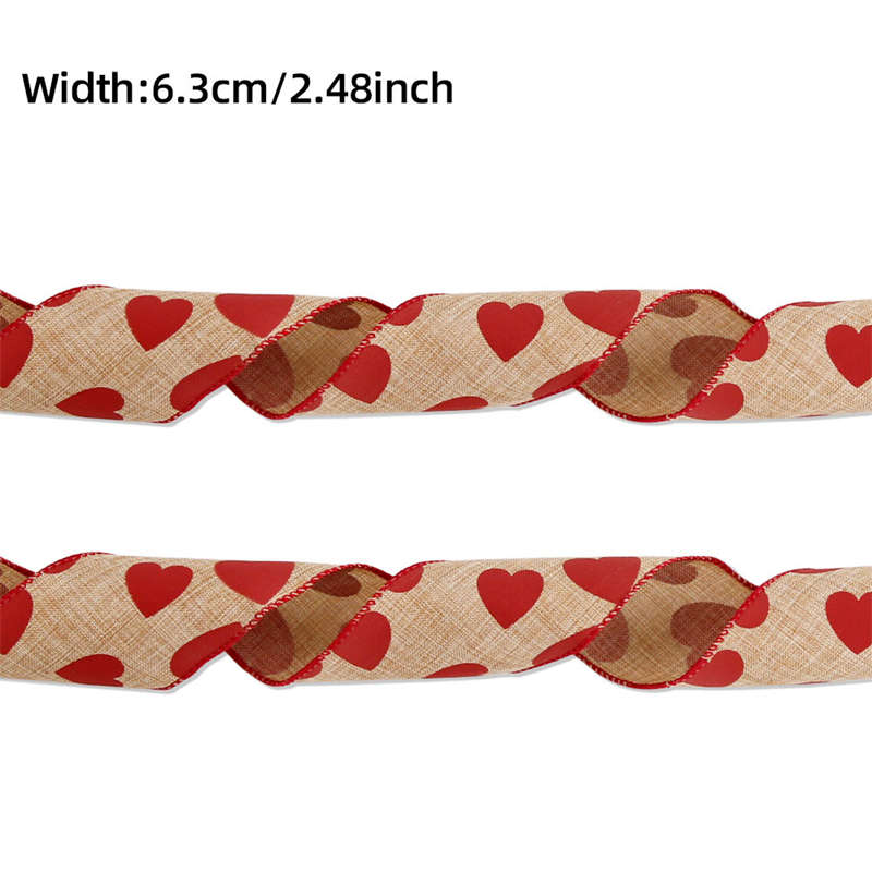 6.3CM Valentine's Day Love Ribbon Gift Box Dress up DIY Iron Edge Imitation Linen Ribbon - 图片 7