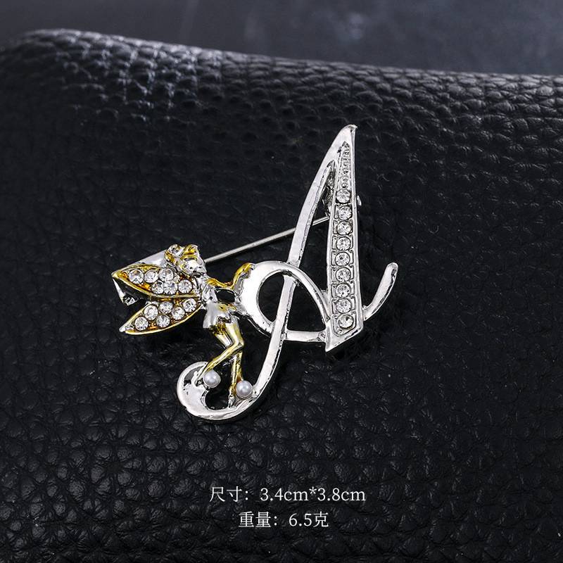 New Metal Crystal English Letter Word Brooch Elf Angel Lapel Suit Shirt Collar Pins Brooches - Image 15