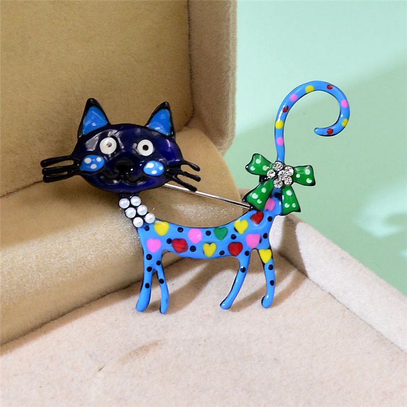 Lovely Cat Brooches 2-color Enamel Pet Animal Party Casual Brooch Pins For Women Men Gifts - 图片 4