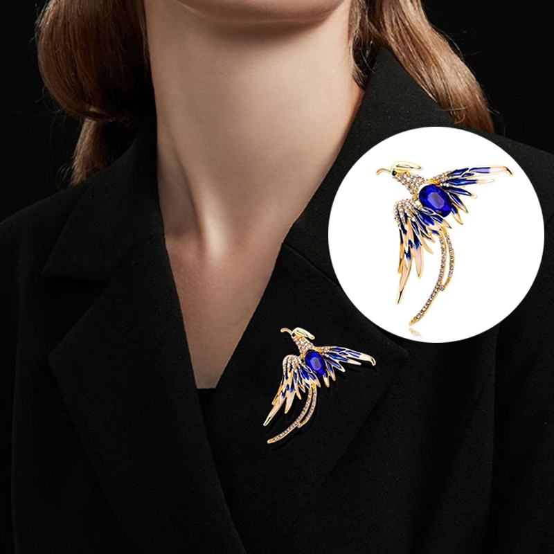 Crystal Phoenix Bird Brooches For Women Men 5-color Enamel Flying Beauty Bird Party Office Brooch Pin Gifts - Image 9