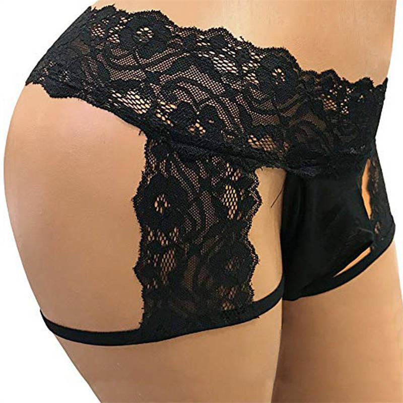 Sexy Lingerie Popular Men's Lace Three-Point Underwear Leather Panties - Image 5