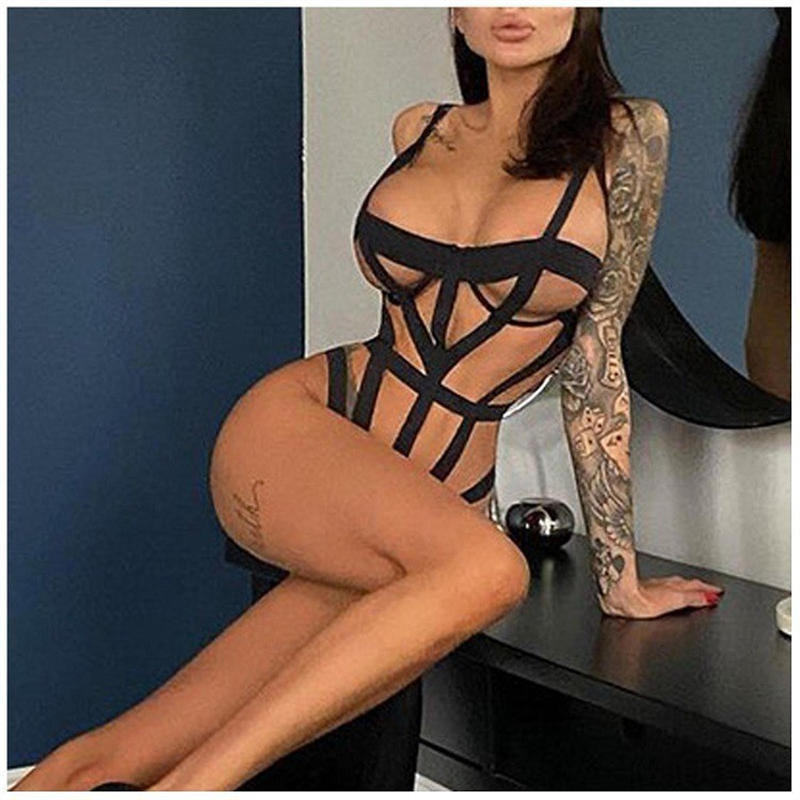 Women Sexy Lingerie Strap Binding Hollow Temptation Passion Open-End Jumpsuit - 图片 7