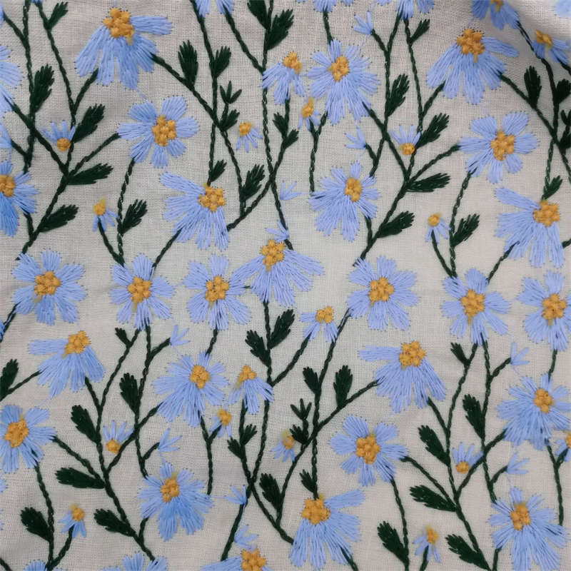 Ramie Cotton Embroidered Cloth Little Daisy Embroidery Handmade Fashion Fabric - 图片 8