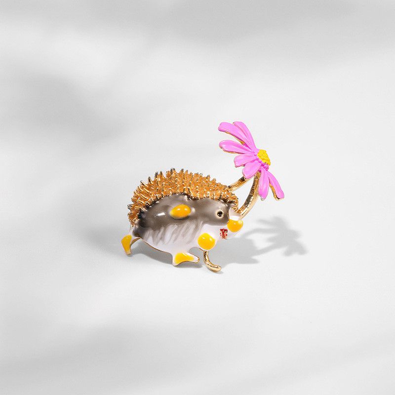 Cute Hedgehog Brooch Fashion Daisy Brooches For Women Animal Jewelry Funny Winter Design - Image 12