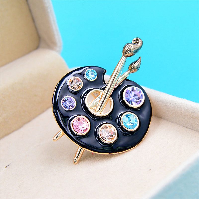 Draw Palette Brooch Creative Rhinestone Pins And Brooches Women And Men Pin 2 Colors Available Suit Accessories - Image 6