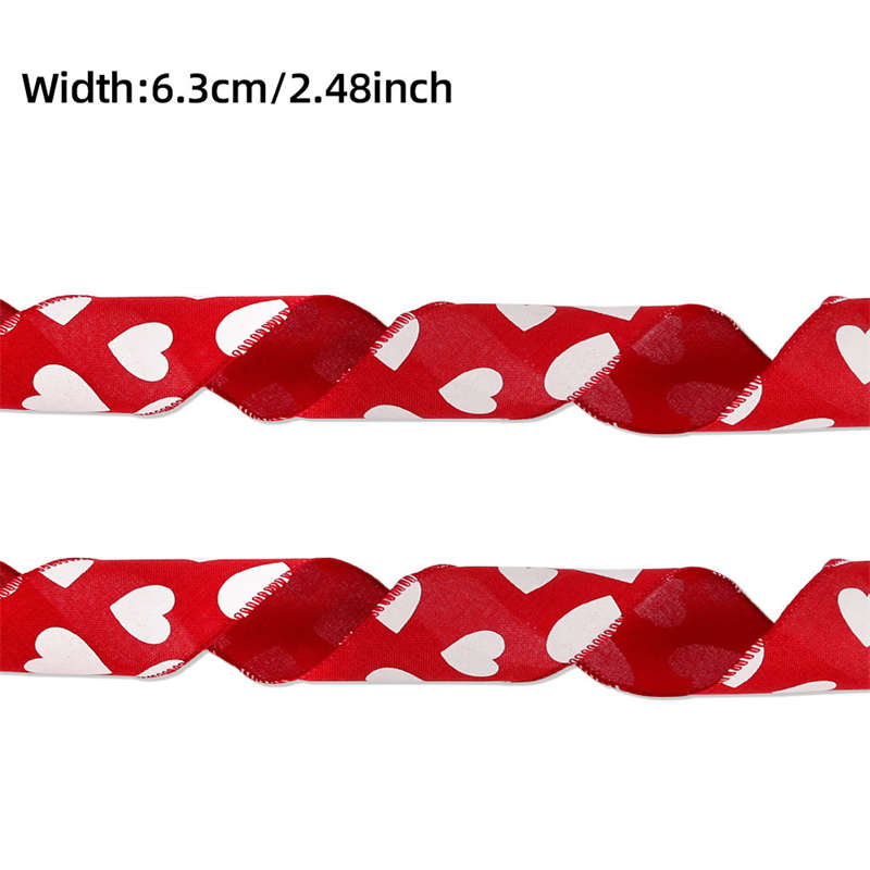 6.3CM Valentine's Day Love Ribbon Gift Box Dress up DIY Iron Edge Imitation Linen Ribbon - 图片 8
