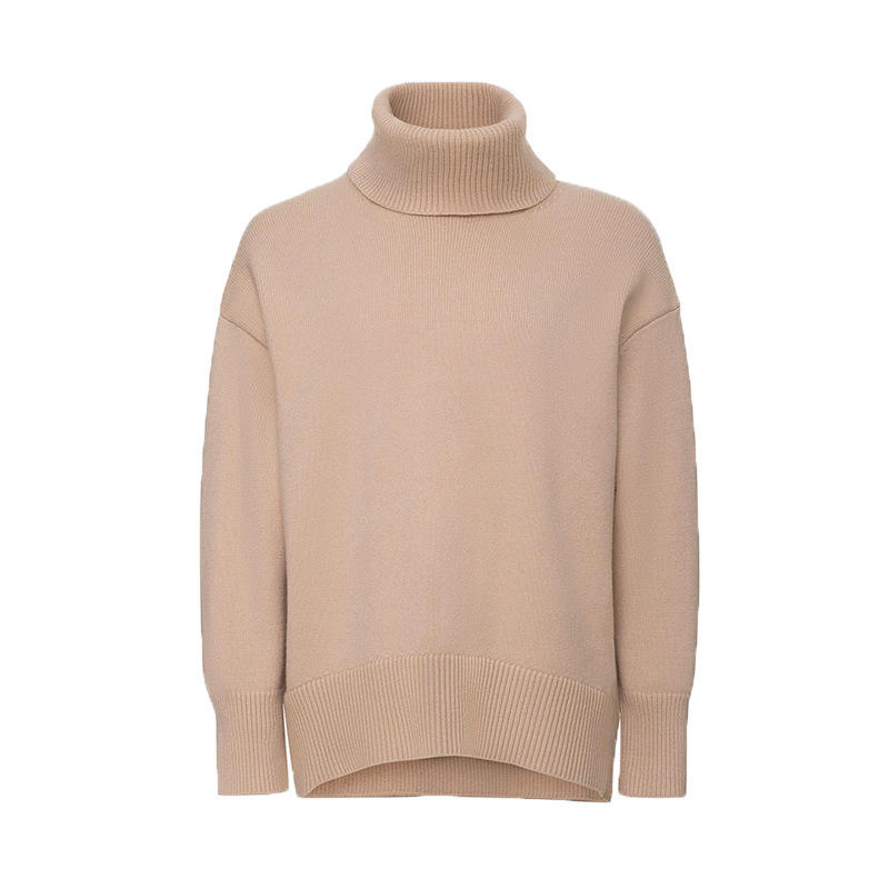 Women Fashion Solid Color Turtleneck Sweater Loose Knitwear Pullover Sweater - 图片 40
