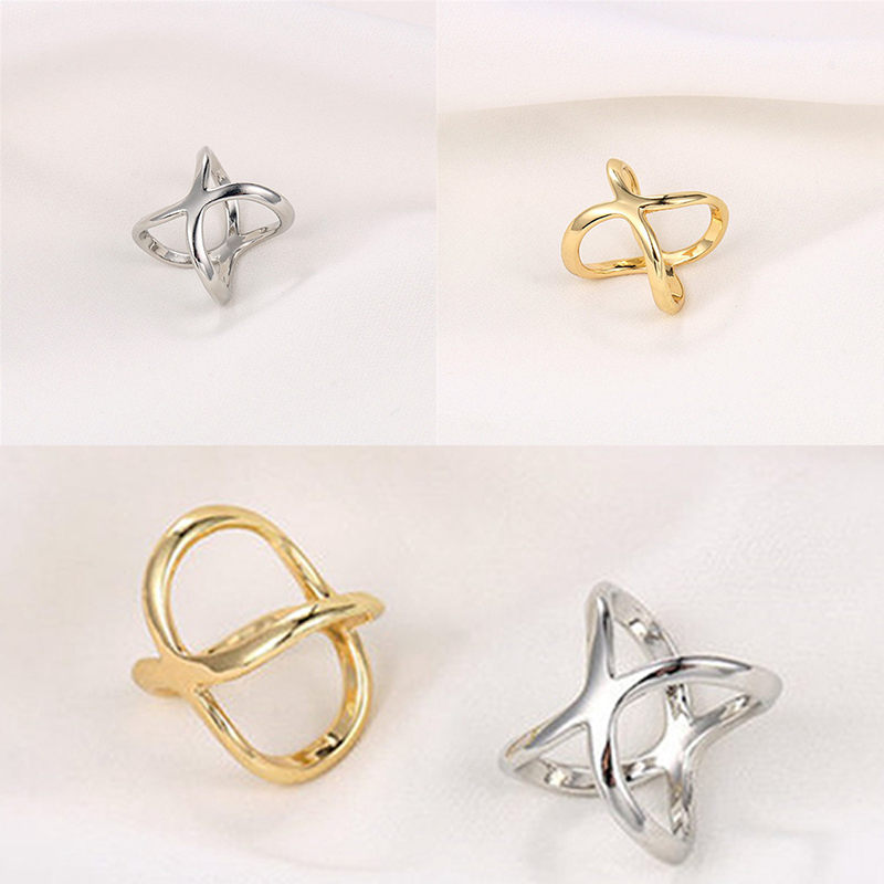 Fashion Cross Scarf Clip X Shape Metal Brooches For Women Hollow Bow Scarves Buckle Holder Shawls Jewelry Clothing Accessories - Image 4