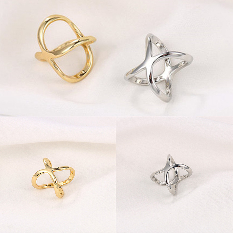 Fashion Cross Scarf Clip X Shape Metal Brooches For Women Hollow Bow Scarves Buckle Holder Shawls Jewelry Clothing Accessories - Image 5