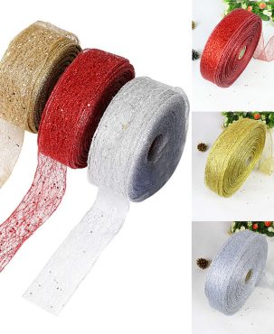 2M Messy Net Lock Edge Christmas Decor Dusting Powder Christmas Ribbon Christmas Tree Dress up