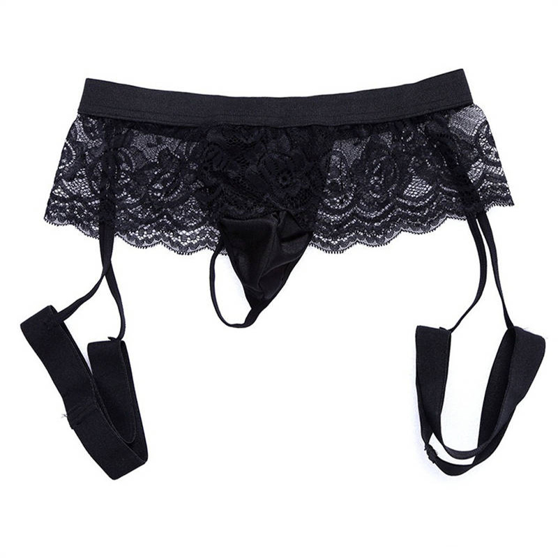 Sexy Lingerie Popular Men's Lace Three-Point Underwear Leather Panties - Image 8
