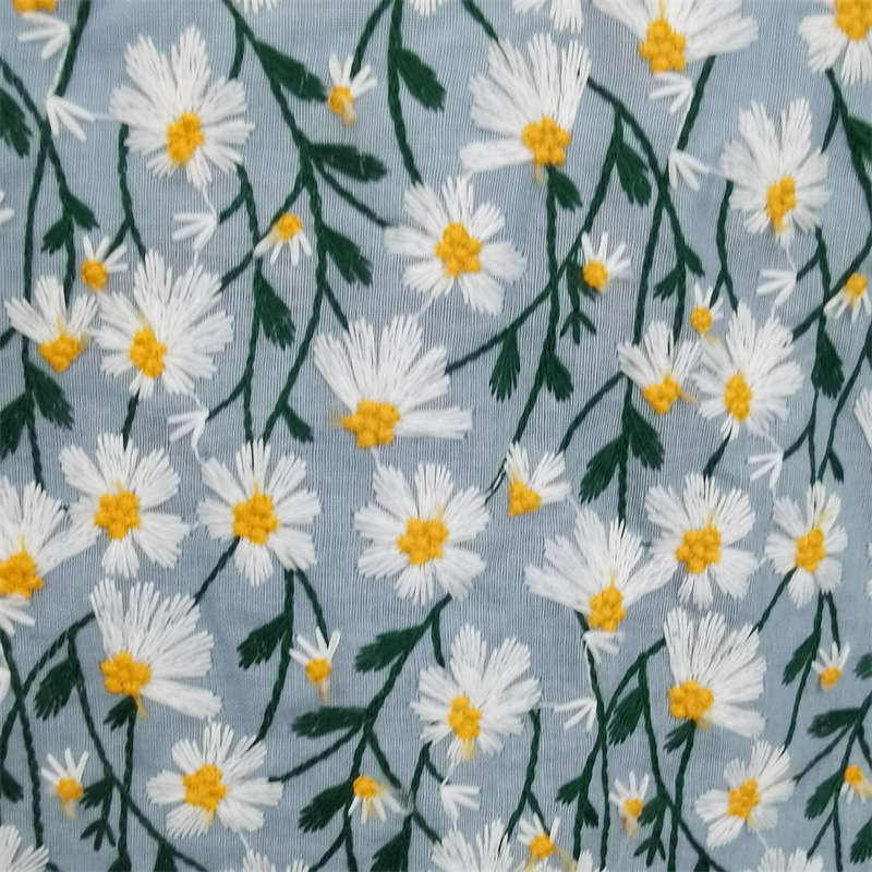 Ramie Cotton Embroidered Cloth Little Daisy Embroidery Handmade Fashion Fabric - 图片 9
