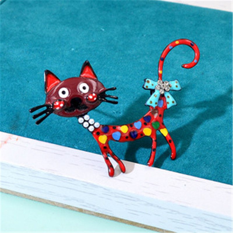Lovely Cat Brooches 2-color Enamel Pet Animal Party Casual Brooch Pins For Women Men Gifts - 图片 5
