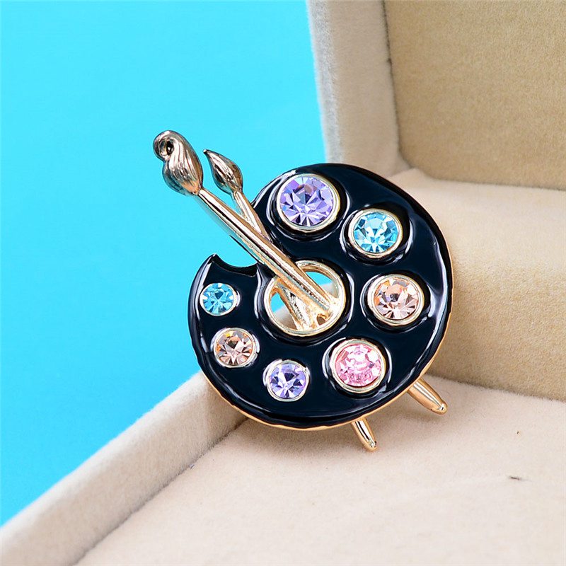 Draw Palette Brooch Creative Rhinestone Pins And Brooches Women And Men Pin 2 Colors Available Suit Accessories - Image 7