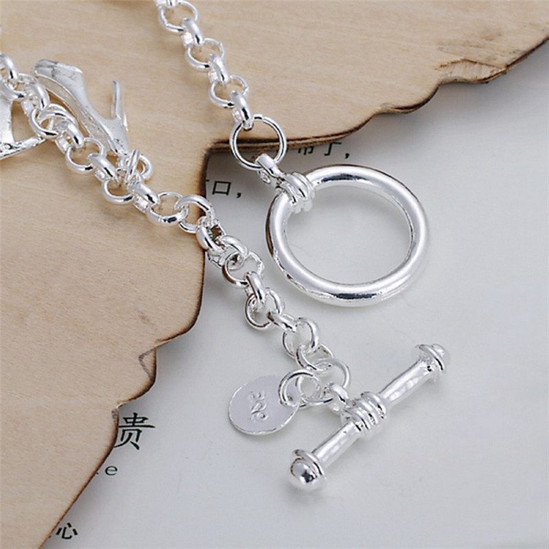 new fashion gift for women girl beautiful High quality Silver color Jewelry charm Bracelets factory price free shipping - Image 8