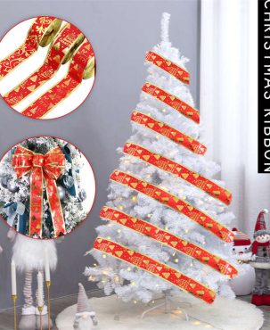 Christmas Ribbon Christmas Tree Decor Christmas Ornaments Gilding Elk Satin Ribbon