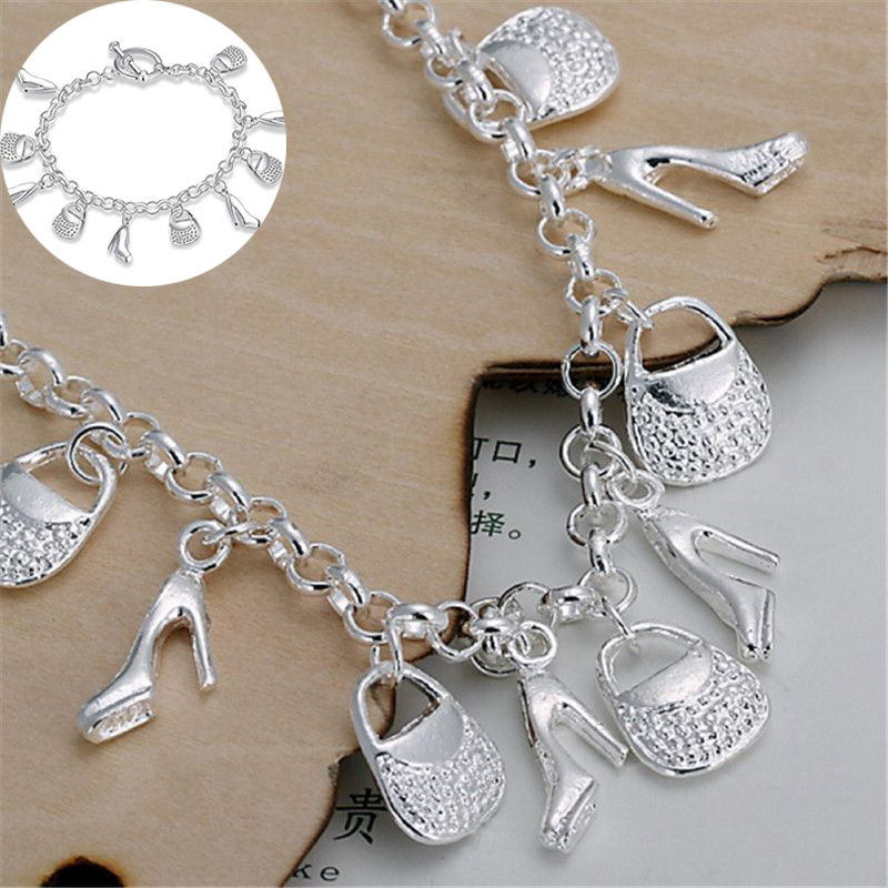 new fashion gift for women girl beautiful High quality Silver color Jewelry charm Bracelets factory price free shipping - Image 17