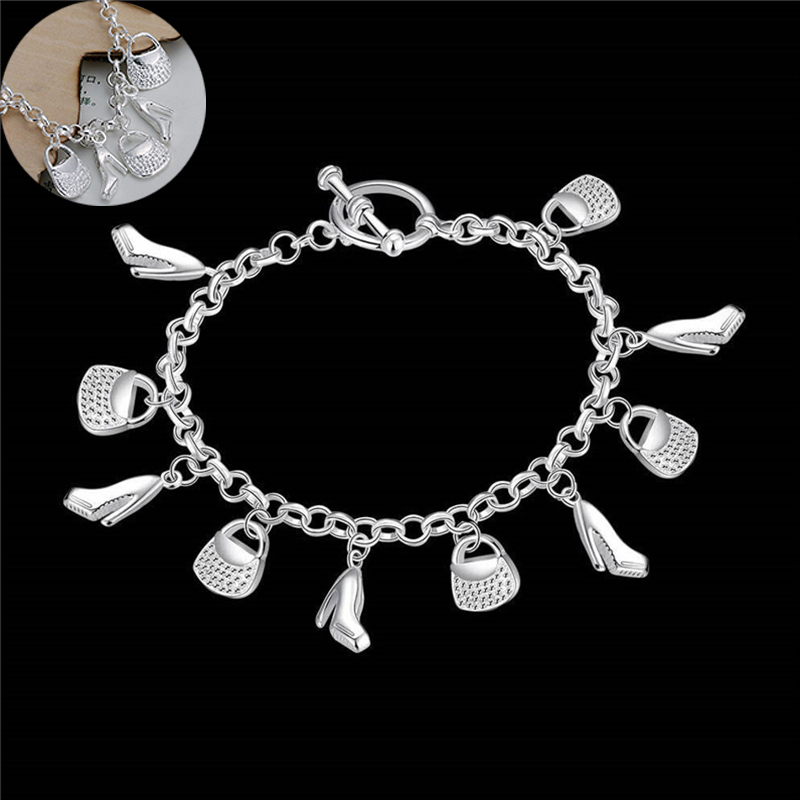 new fashion gift for women girl beautiful High quality Silver color Jewelry charm Bracelets factory price free shipping - Image 18