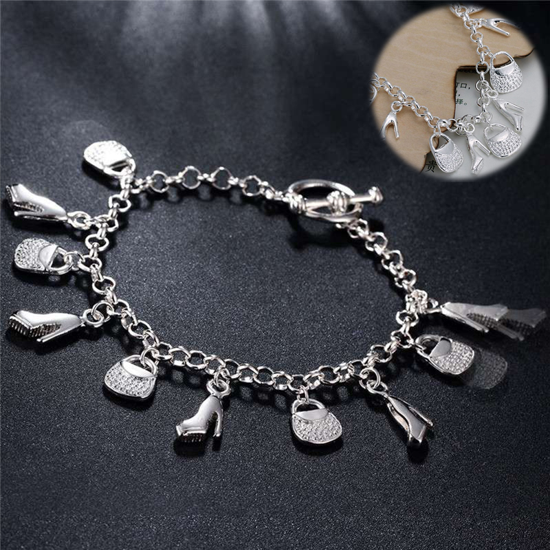 new fashion gift for women girl beautiful High quality Silver color Jewelry charm Bracelets factory price free shipping - Image 9