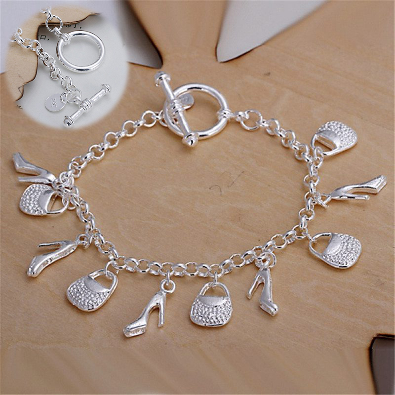 new fashion gift for women girl beautiful High quality Silver color Jewelry charm Bracelets factory price free shipping - Image 10