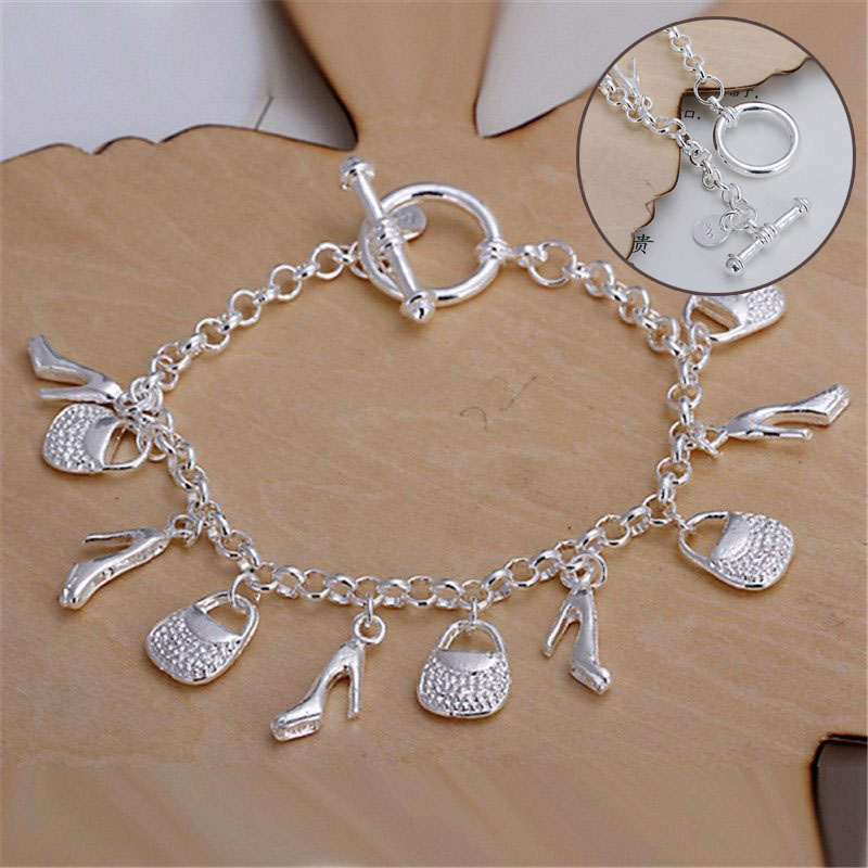 new fashion gift for women girl beautiful High quality Silver color Jewelry charm Bracelets factory price free shipping - Image 13