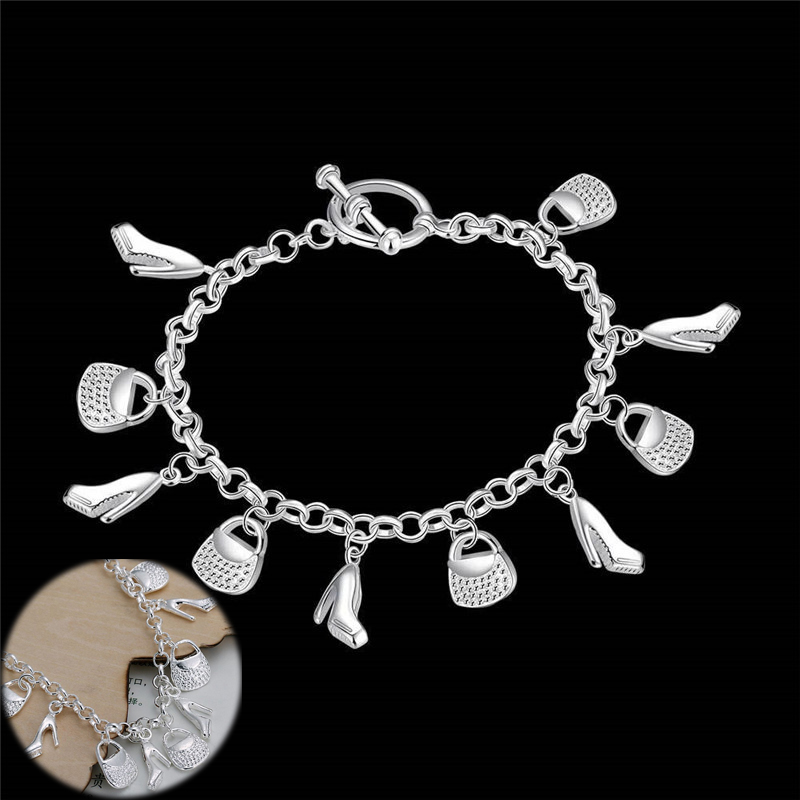 new fashion gift for women girl beautiful High quality Silver color Jewelry charm Bracelets factory price free shipping - Image 11