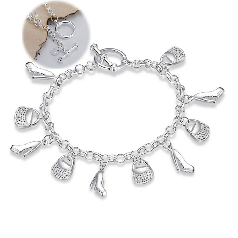 new fashion gift for women girl beautiful High quality Silver color Jewelry charm Bracelets factory price free shipping - Image 12